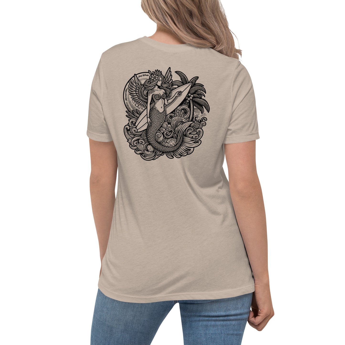 Surf World Mermaid Vibes Women's Relaxed T-Shirt Womens T Shirt Heather Stone