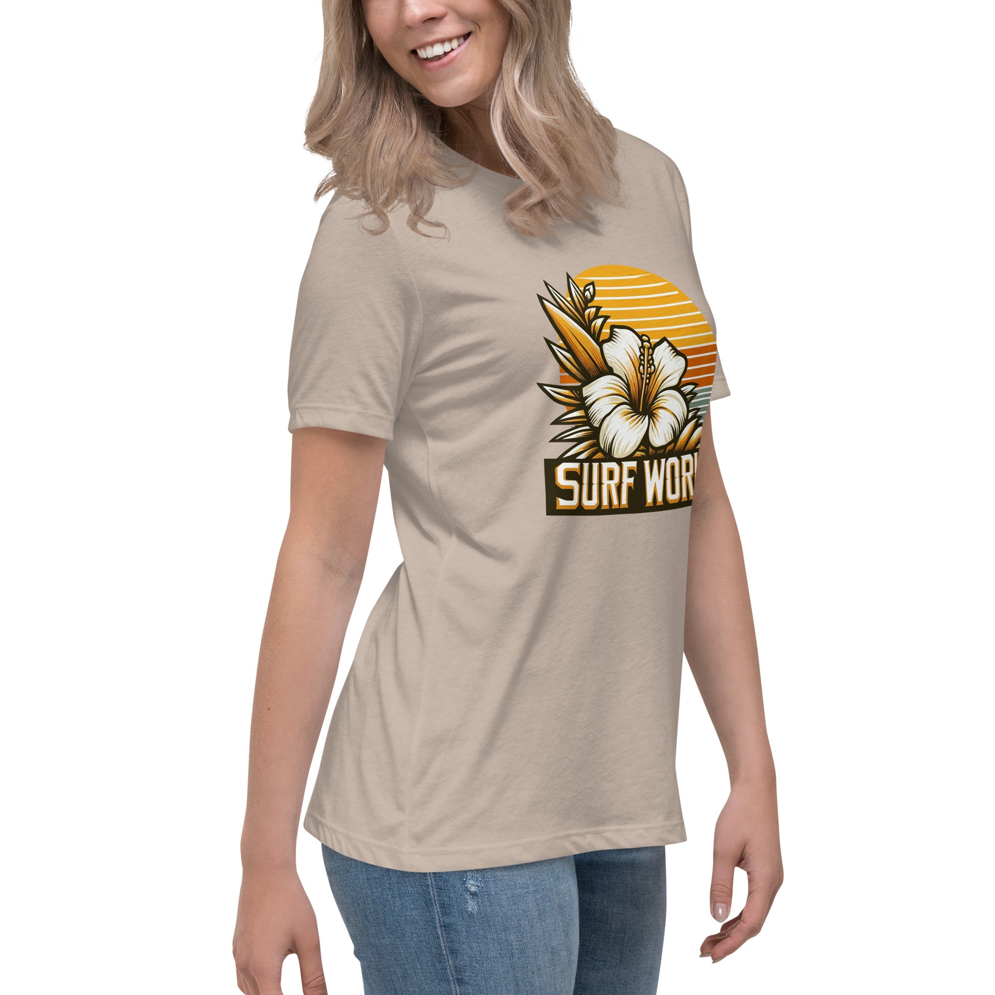 Surf World White Flower Women's Relaxed T-Shirt Womens T Shirt