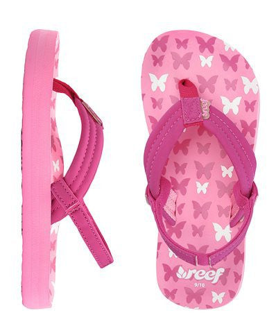 Reef Little Ahi Pink Butterflies Sandals youth footwear 3-4