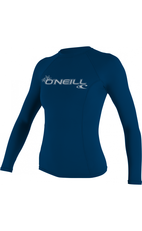 Oneill Womens Basic Skins L/S Rash Tee 4340 - Tahitian Blue Womens Rashguard