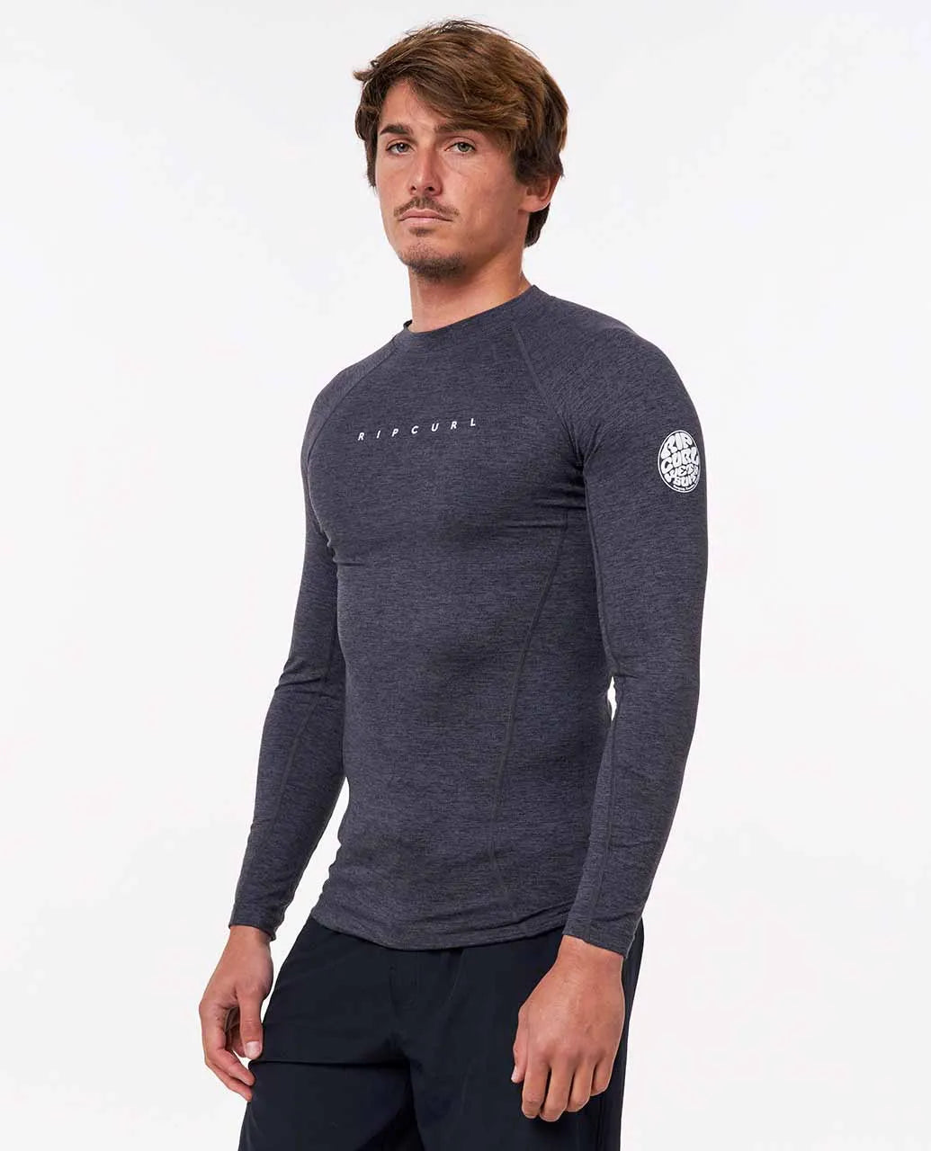 Rip Curl Dawn Patrol Performance Long Sleeve UV - Black Marle Rashguard Sun Protection