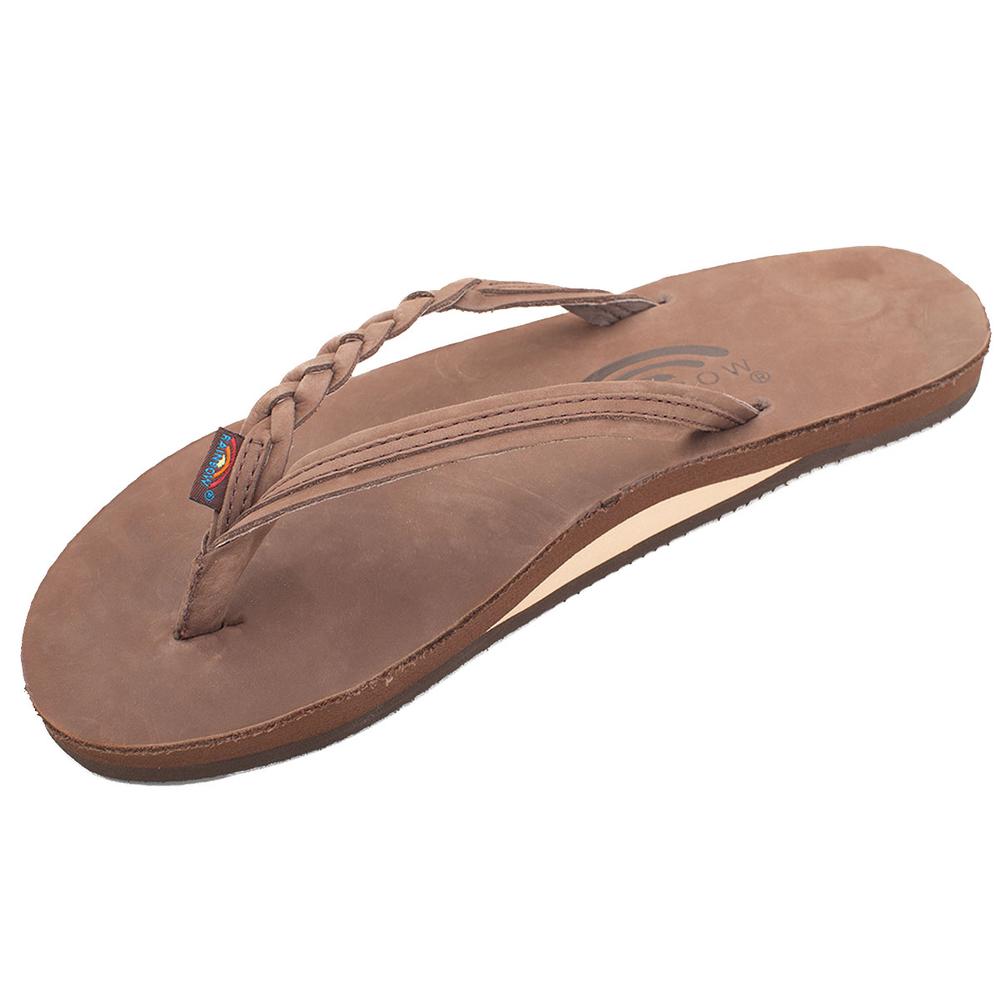 Rainbow Sandals Women's Flirty Braidy Expresso Single Layer Leather 301ALTSBEXPRL Womens Footwear