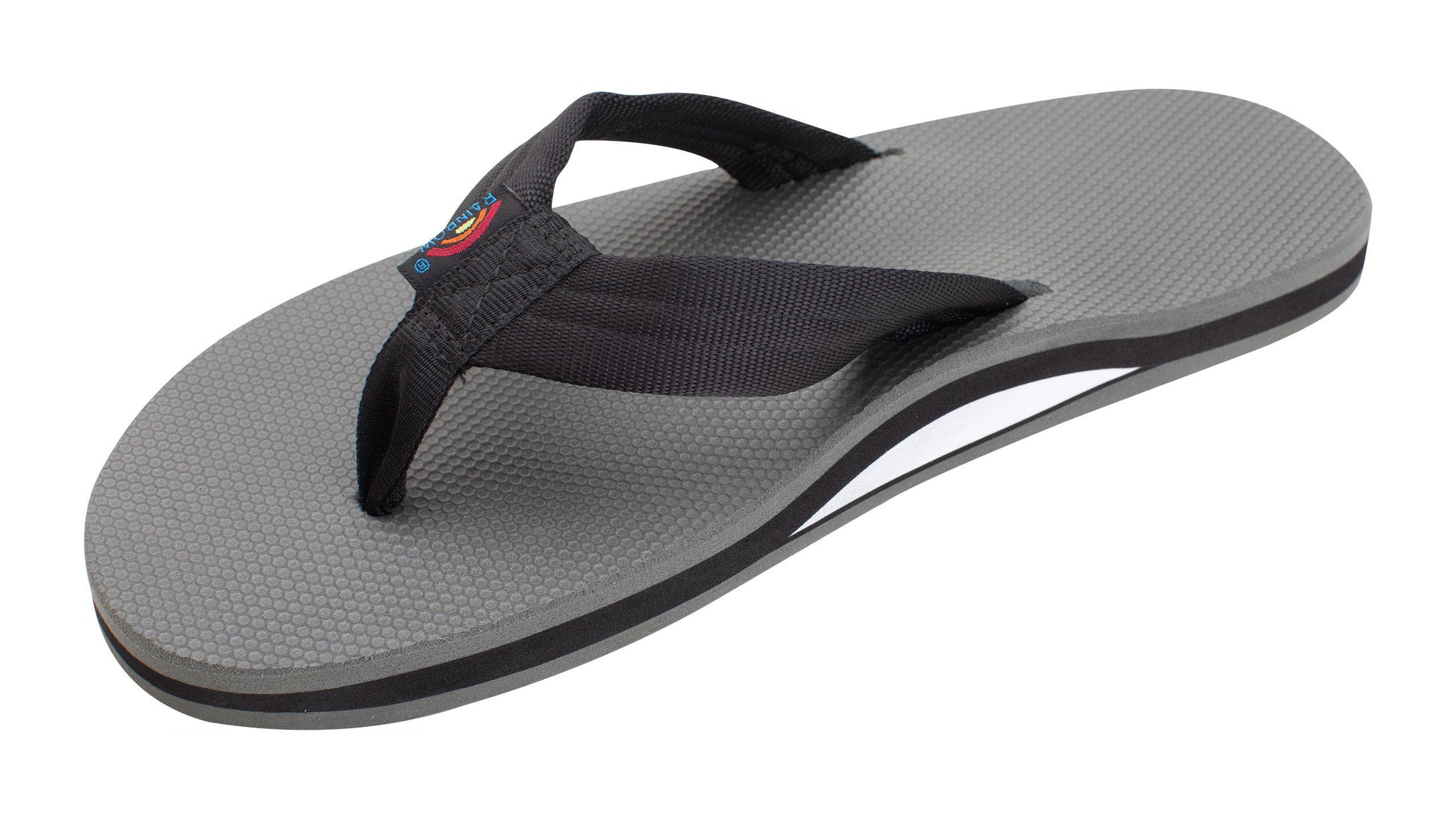 Rainbow Classic Rubber Single Layer Men's Sandals - Black Grey Mens Footwear