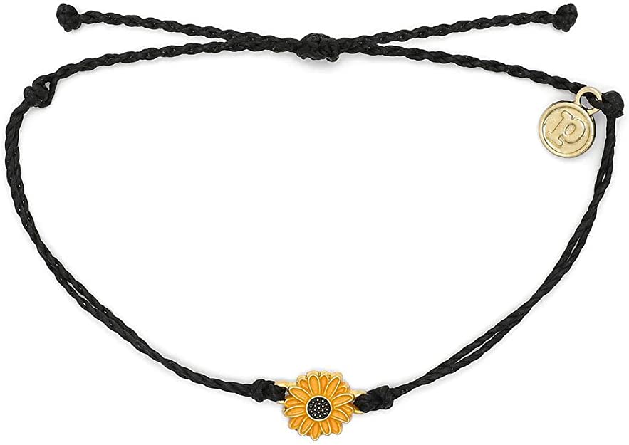Pura Vida Enamel Sunflower Gold Charm - Black Jewelry