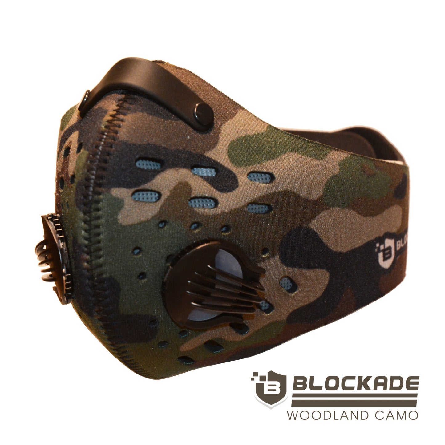 Blockade Face Mask Woodland Camo with replaceable filter - Free Shipping - In Stock Face Mask