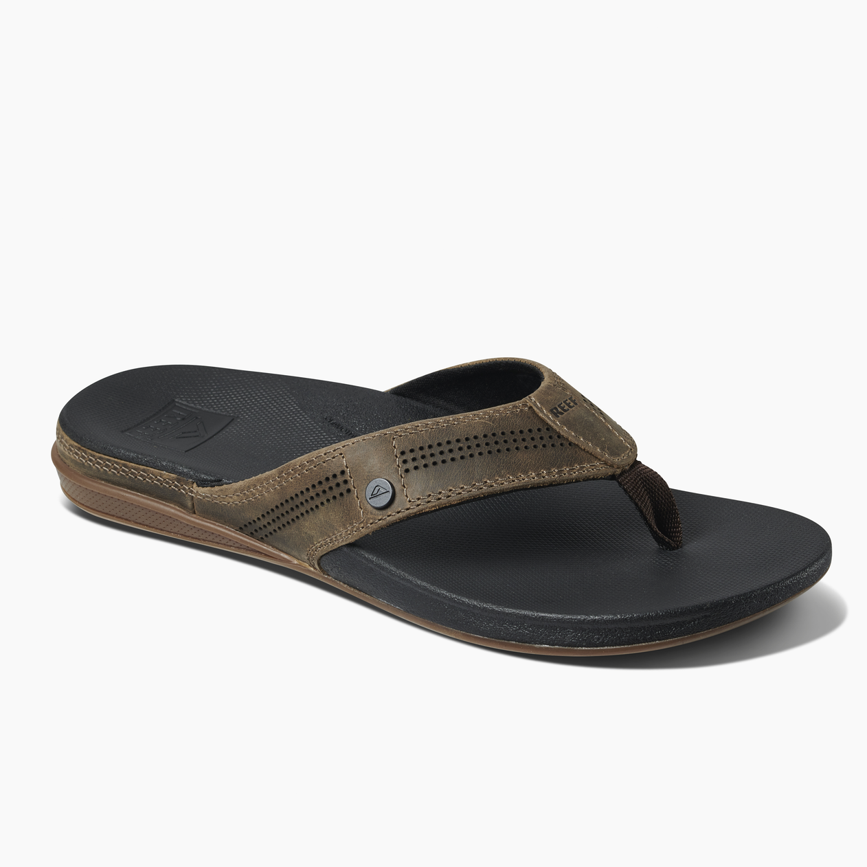 Reef Cushion Lux Sandal - Tan Black Mens Footwear