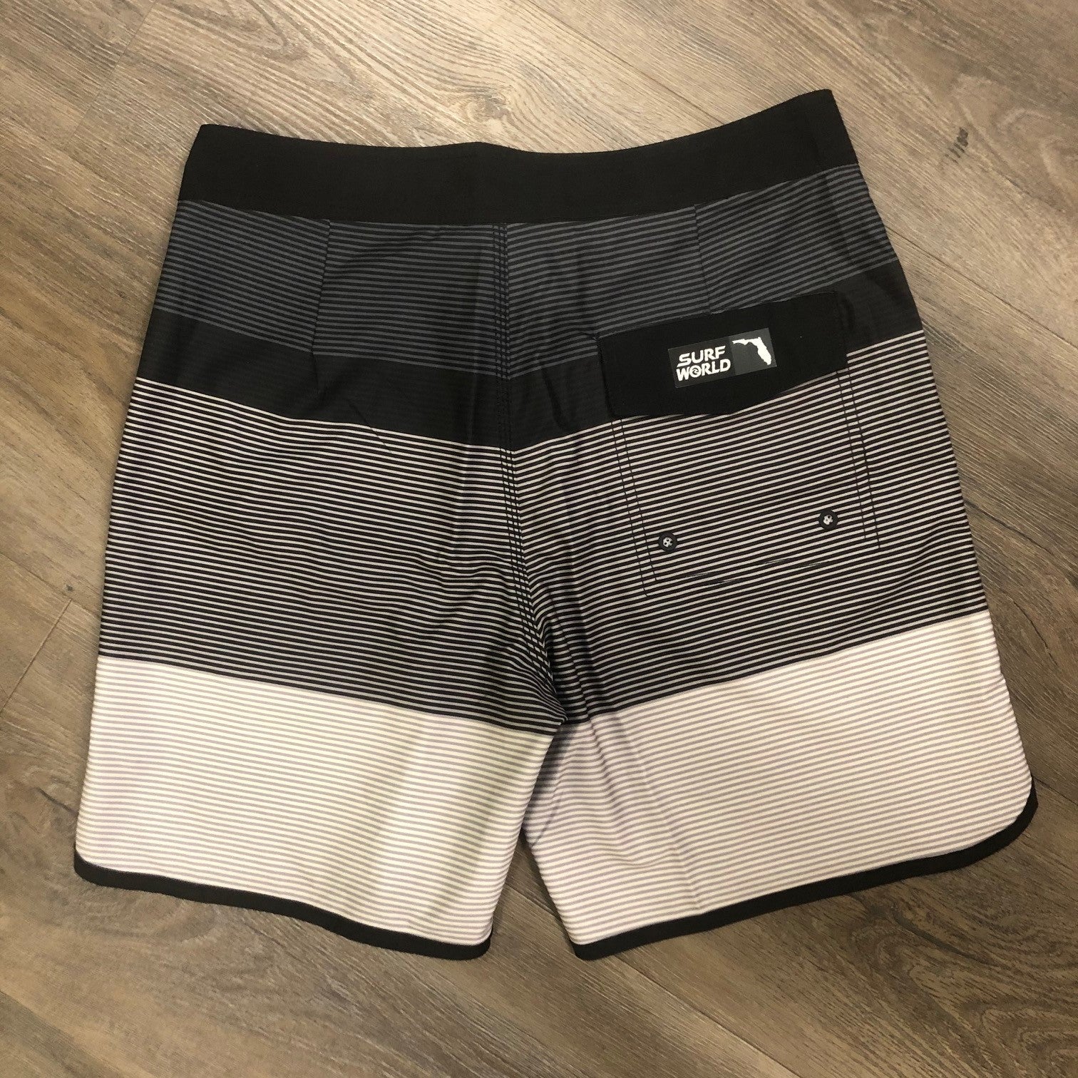 Surf World Deep Drop Boardshorts -The Surf World Collection - Black White Mens Boardshorts