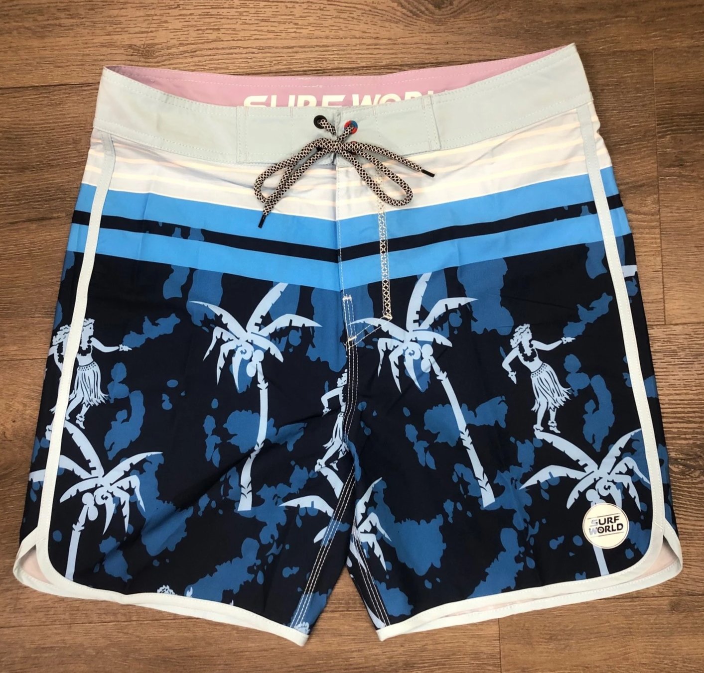 Surf World Kam Boardshorts -The Surf World Collection - Blue Hawaii Mens Boardshorts