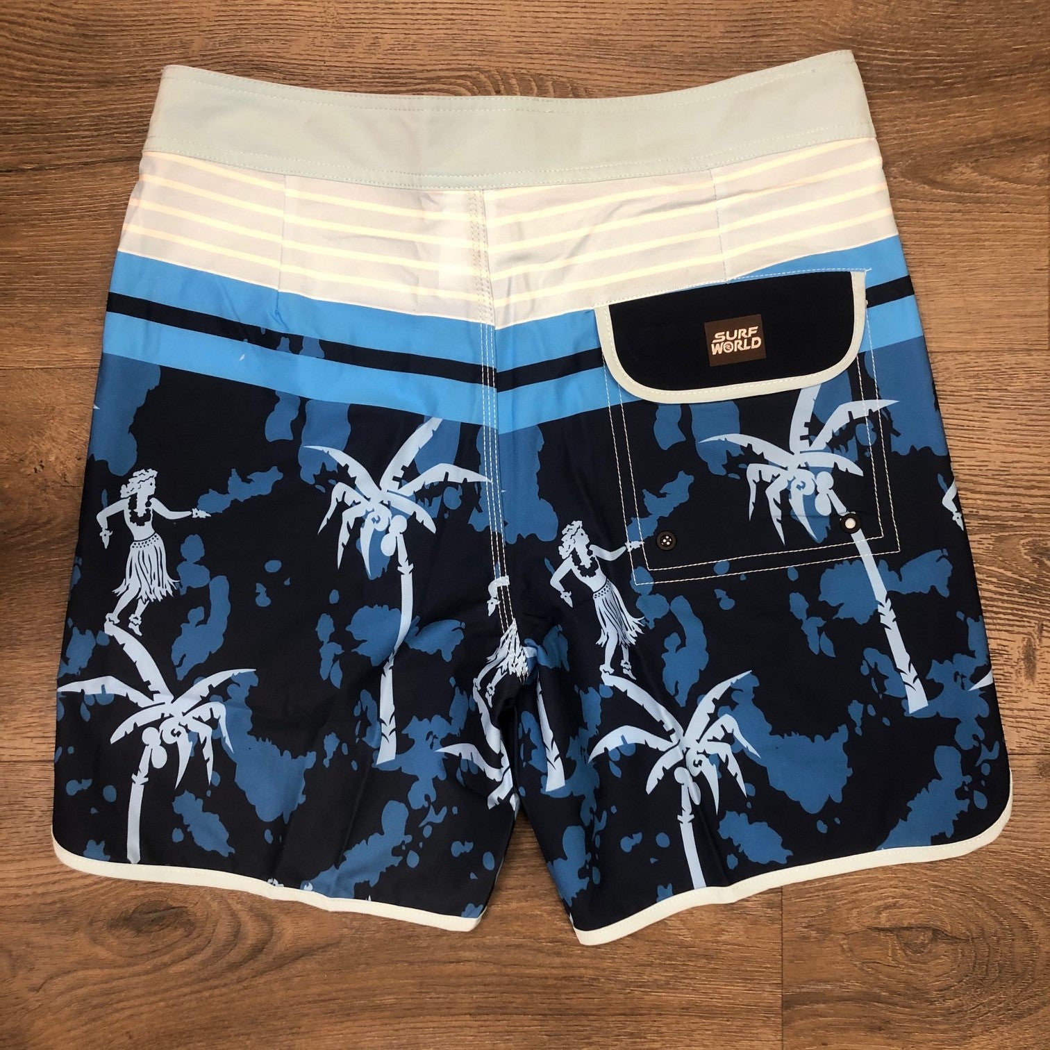 Surf World Kam Boardshorts -The Surf World Collection - Blue Hawaii Mens Boardshorts