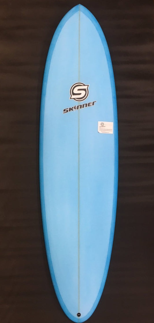 SOLD Skinner Surfboards 6'8 x 21" x 2.65" Single Fin Egg Rd Pin Poly Resin Tint Blue - 40.91 Liter Surfboard