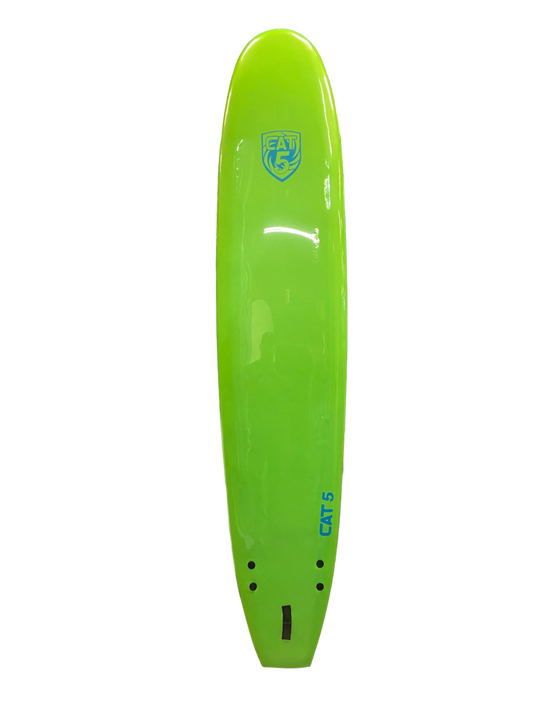 Cat 5 Soft Surfboard 9' Lime Green with Blue Marble Bottom Softboard