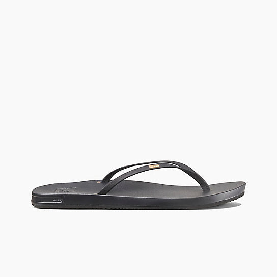 Reef Cushion Slim Women's Thin Sandals - Black Womens Footwear