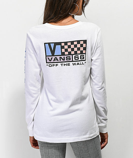 Vans New Flat Women's Long Sleeve Tee - White Womens T Shirt