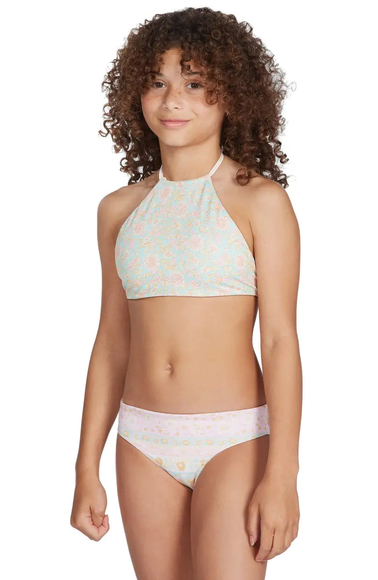 Billabong Girls Layered With Love High Neck Bikini Set - Multi youth swimwear