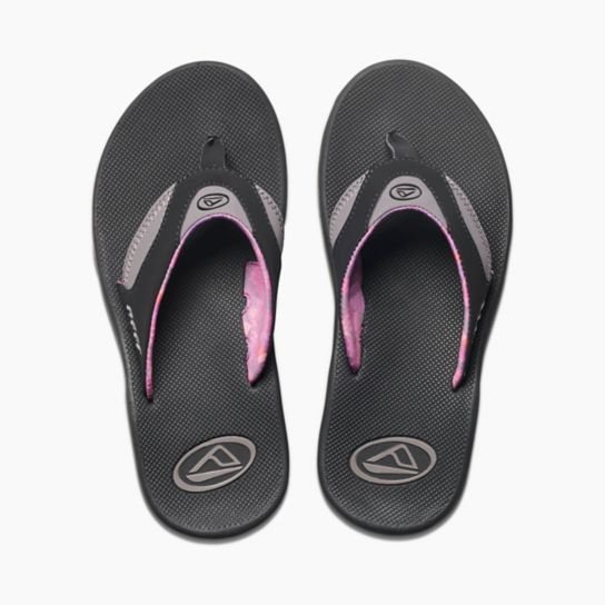 Reef Womens Fanning Sandal - Black - Black Grey Womens Footwear