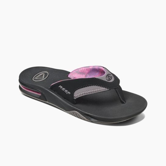 Reef Womens Fanning Sandal - Black - Black Grey Womens Footwear Black Grey