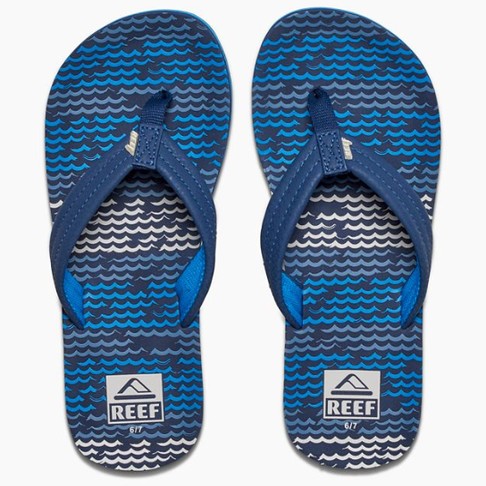 Reef Ahi Kids's Blue Horizon Waves Sandals youth footwear