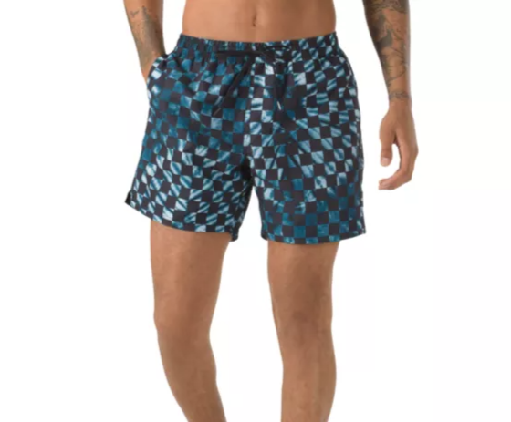 Vans Mixed Volley Elastic Shorts 16" - MOROCCAN BLUE CHECKERBOARD TIE DYE Mens Shorts