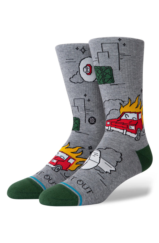 Stance Burnt Out Socks - Grey (Size: L) Socks