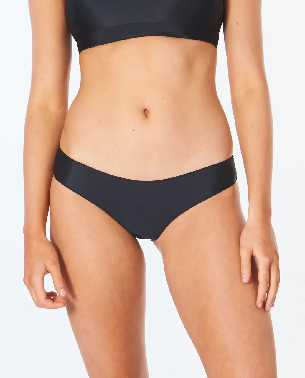 Rip Curl Classic Surf Cheeky Coverage Bikini Bottom - Black womens swimwear