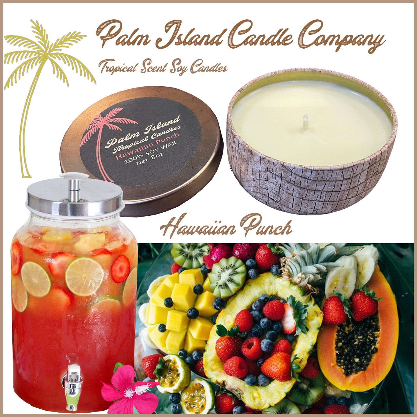 Palm Island Candle Co. 10oz Black Glass - Hawaiian Punch Scent Candle