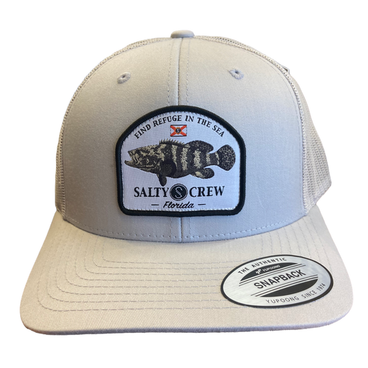 Salty Crew Goliath Grouper Retro Trucker Hat - Silver Hats