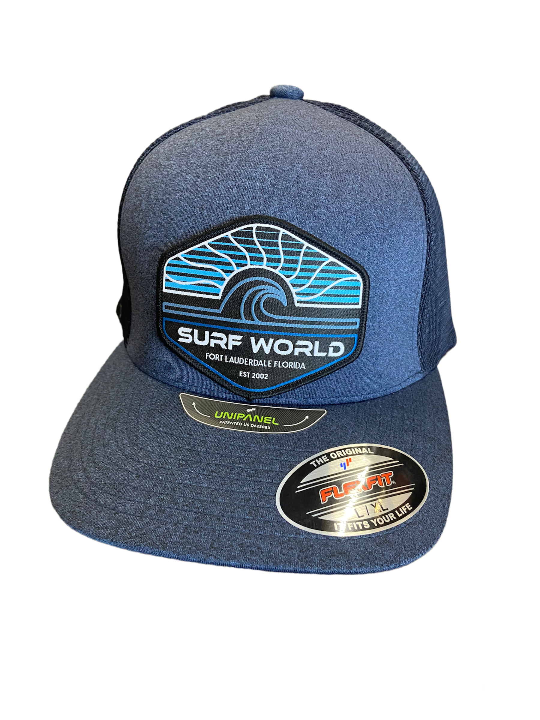 Surf World Sun Wave Lines Hat - Black Mens Hat Navy Heather Unipanel L XL