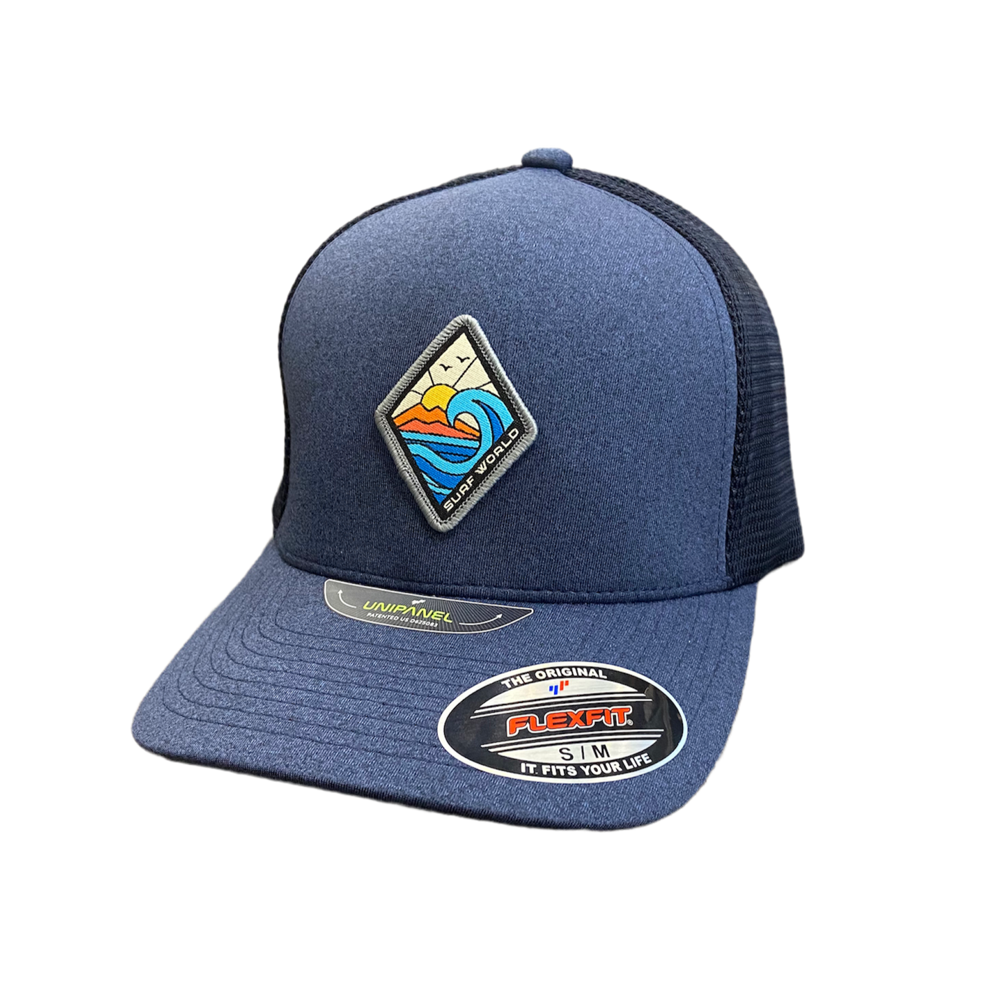 Surf World Flex Fit Uni Panel Sunset Waves Hat - Heather Navy Mens Hat L XL