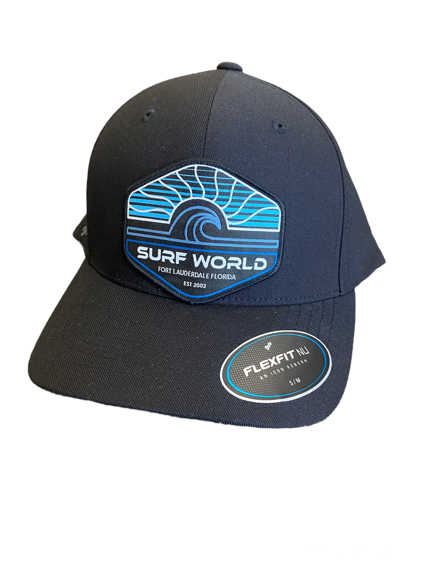 Surf World Sun Wave Lines Hat - Black Mens Hat Black NU Flex Fit S M