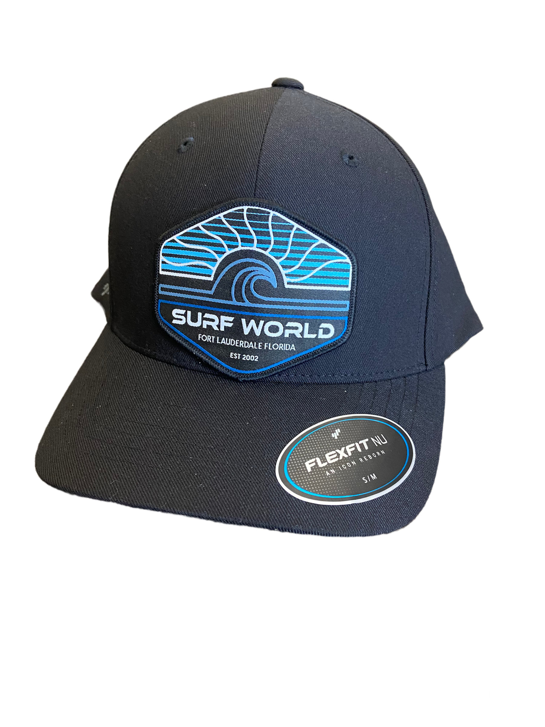 Surf World Sun Wave Lines Hat - Black Mens Hat Black NU Flex Fit S M