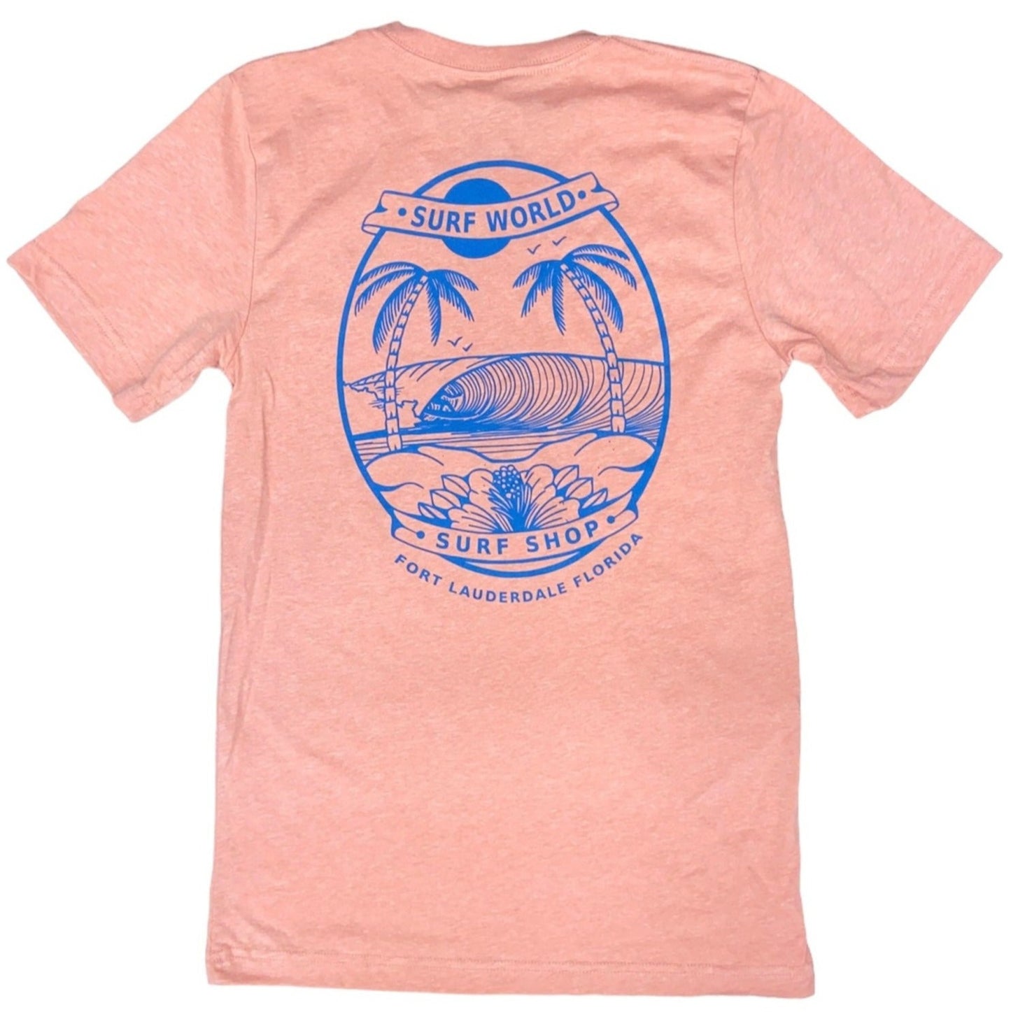 Surfworld Double Palms Left Premium Tee Shirt - Heather Peach Mens T Shirt