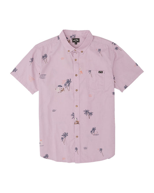 Billabong Sundays Mini SS Button Down Shirt - Pink Haze Mens Shirt