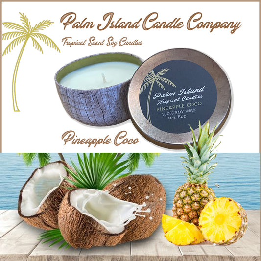 Palm Island Candle Co. +10oz Black Container - Pineapple Coco Candle
