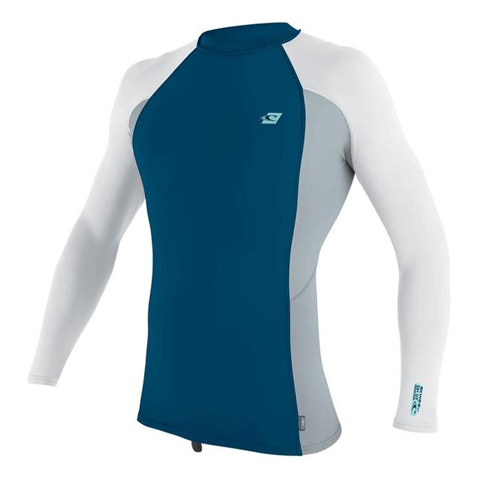 Oneill Premium Skins LS Rashguard - Ultra Blue Cool Grey White Rashguard Sun Protection