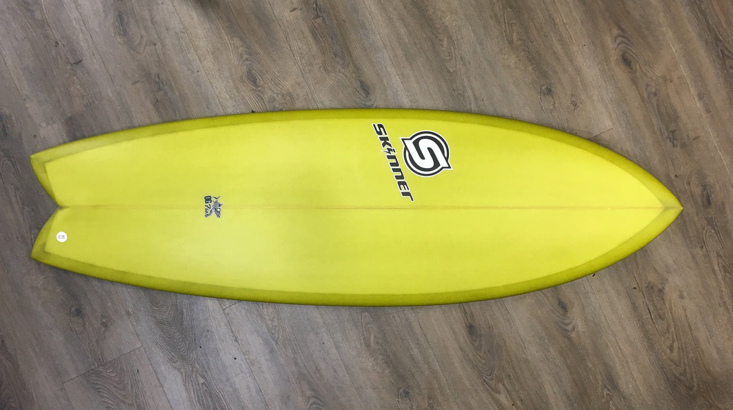 SOLD Skinner 5'8 OG Retro Fish Resin Tint Green Surfboard