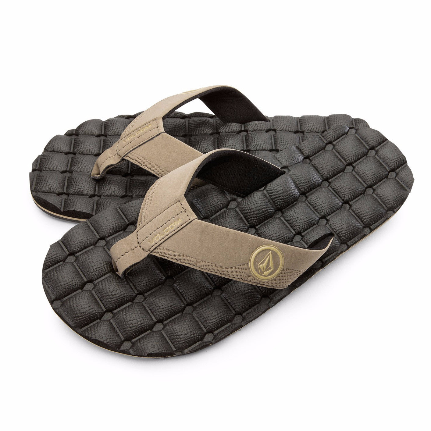 Volcom Men's Recliner Comfort Foam Sandals - Khaki Mens Footwear