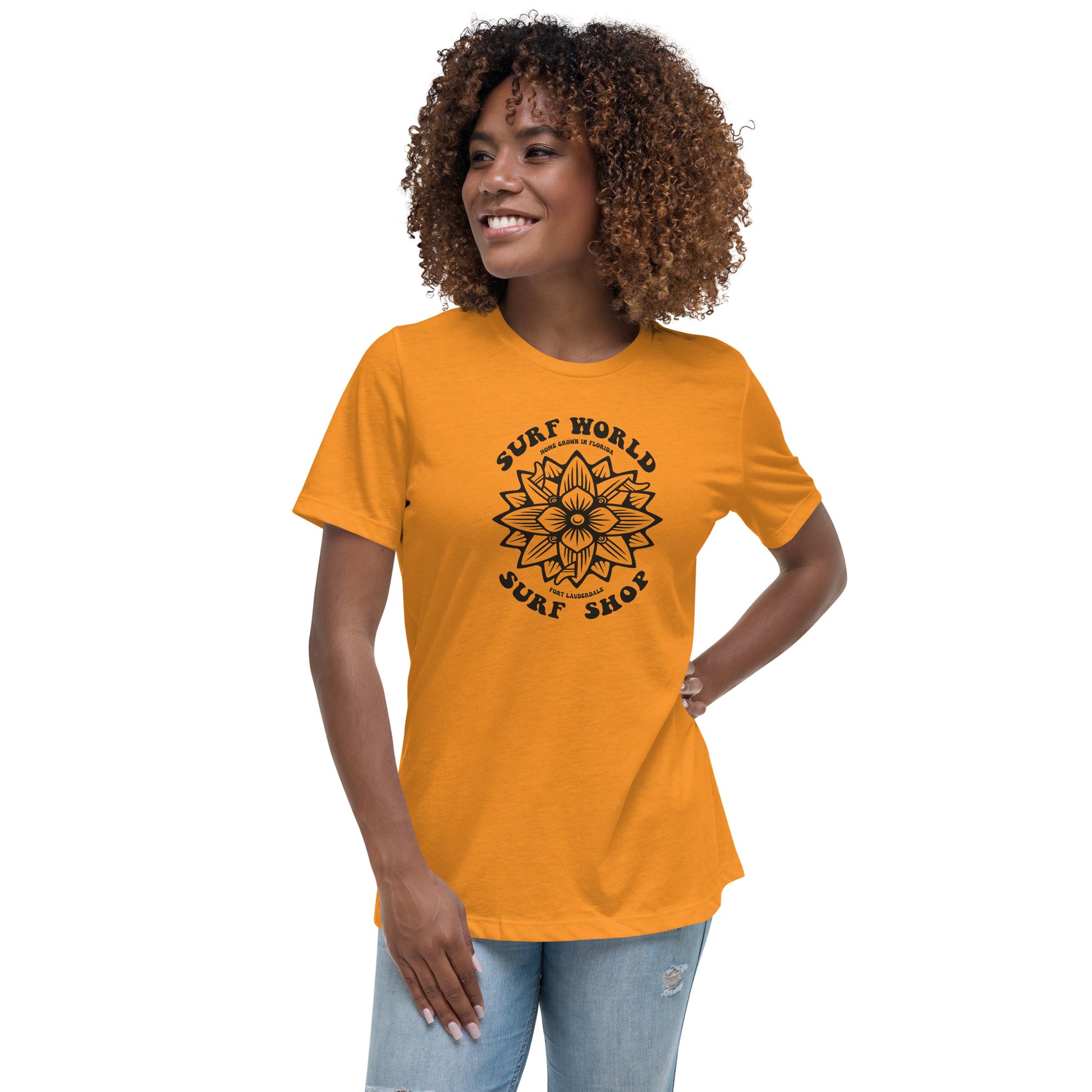 Surf World Custom Flower Boards Women's Relaxed T-Shirt Womens T Shirt Heather Marmalade