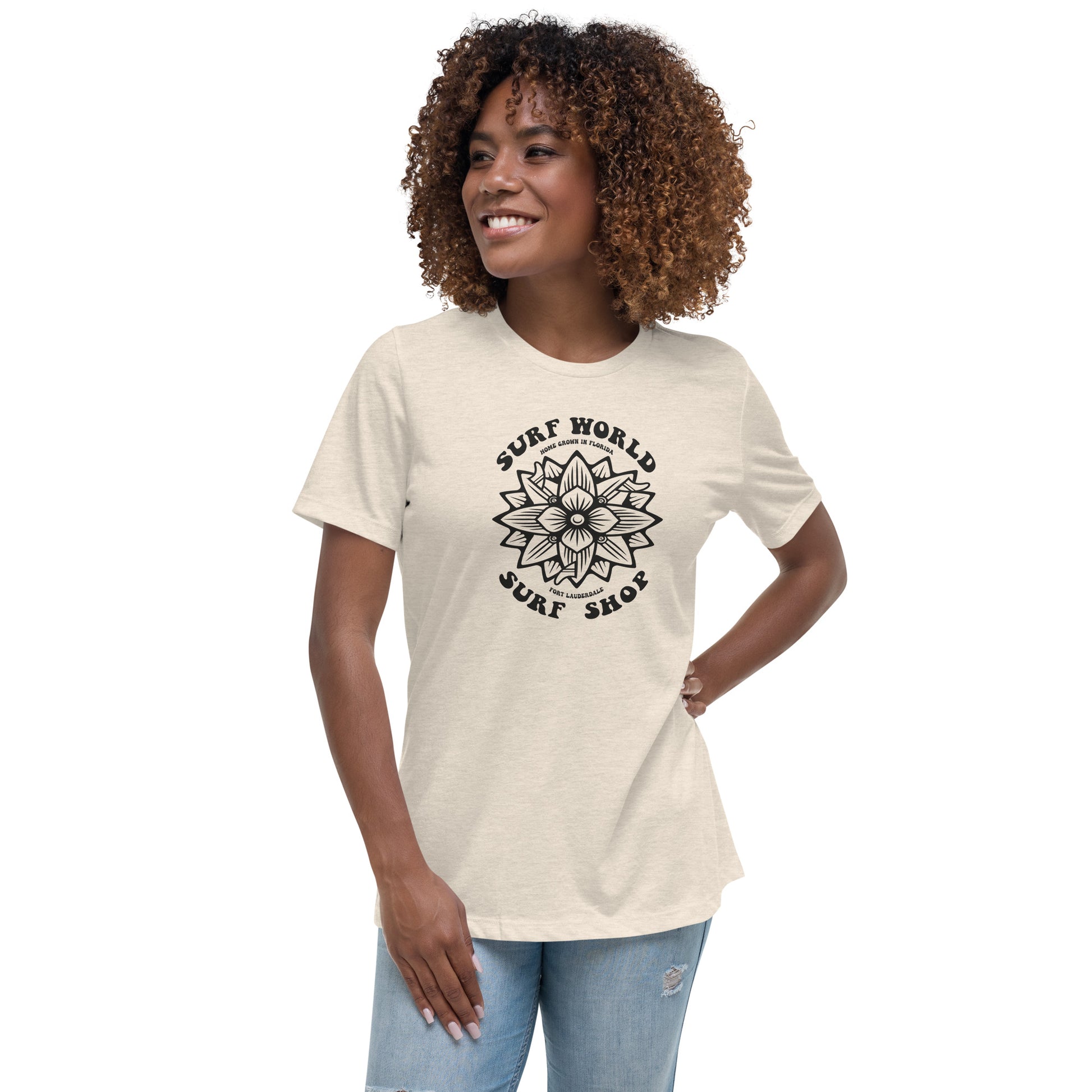 Surf World Custom Flower Boards Women's Relaxed T-Shirt Womens T Shirt Heather Prism Natural