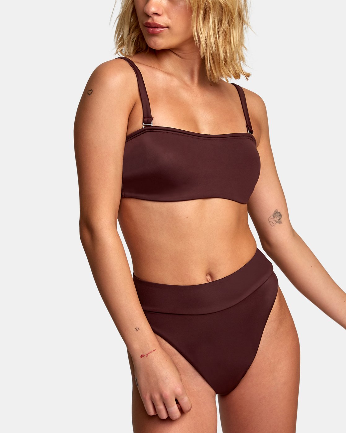 RVCA- SOLID BANDEAU BIKINI TOP womens swimwear
