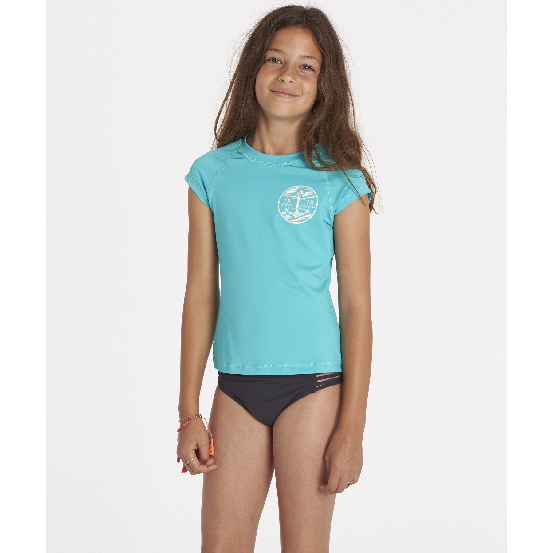 Billabong Girls Sol Searcher SS Rashguard Paradise Blue youth rashguard